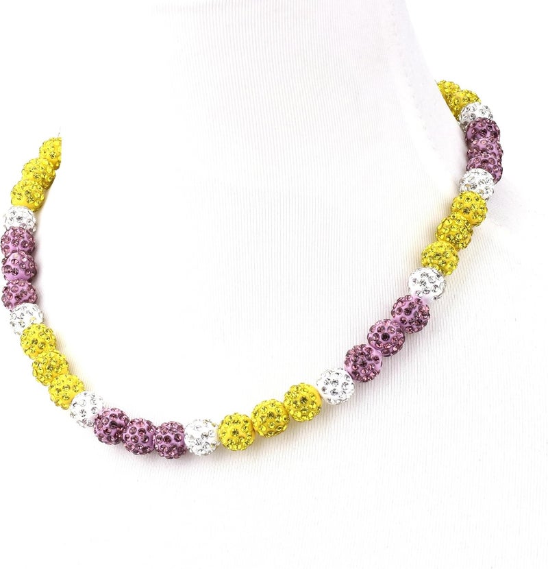 Krfy Baseball Necklaces for Boys, Bling Rhinestone Beaded Necklaces for Women Men, Diamond Baseball Drip Necklace Ice Bead Necklaces Inspired Sports Jewelry, 17.7 Inches, Age：Over 8 Years Old - Image 1